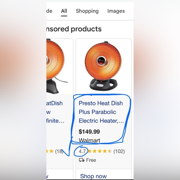 Presto Heat Dish Plus Parabolic Electric Heater, Black and Silver - Picture 8 of 8